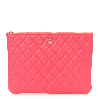 Chanel Lambskin Quilted Medium Cosmetic Case Dark Pink 1 of 10