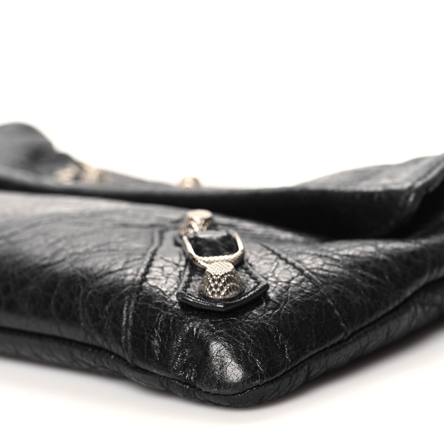 Balenciaga Agneau Giant 12 Silver Hardware Envelope Strap Clutch Black 13 of 14