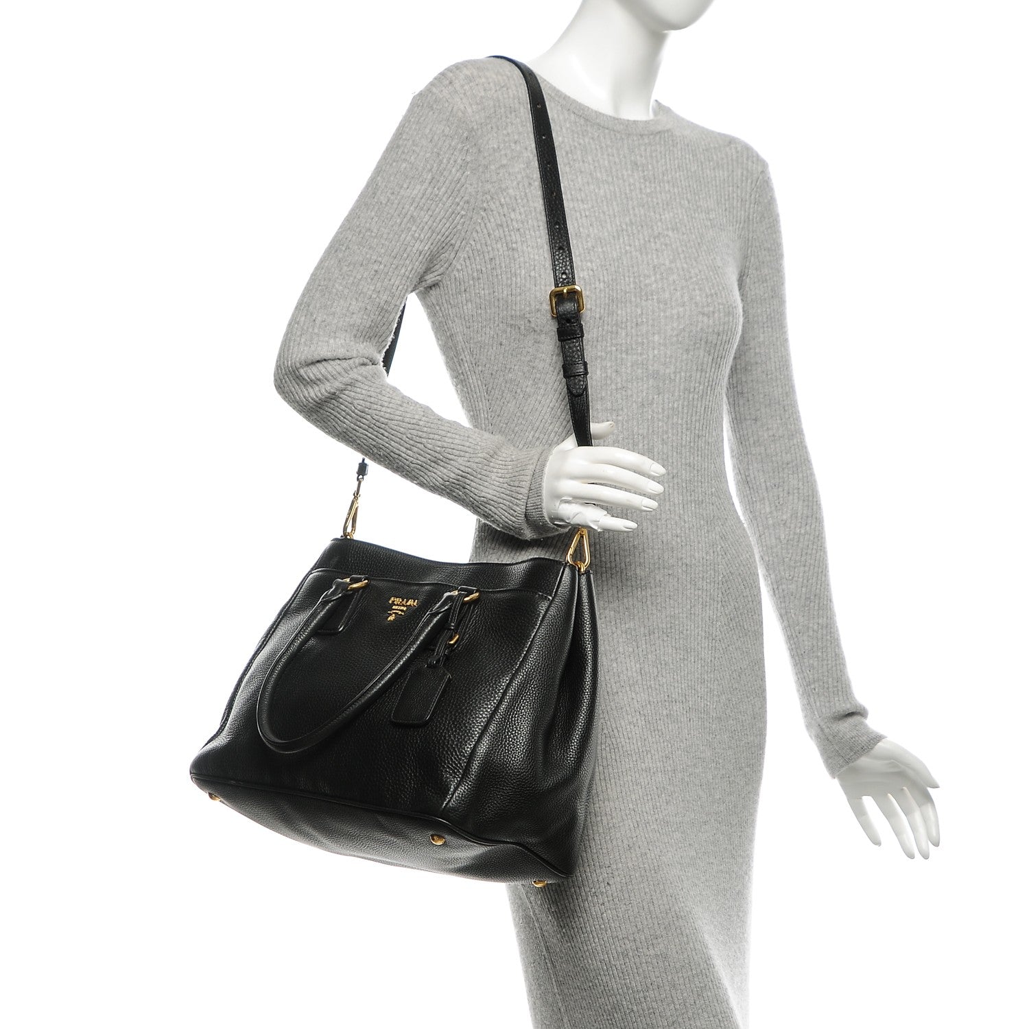 Prada Vitello Daino Tote Nero Black 2 of 21