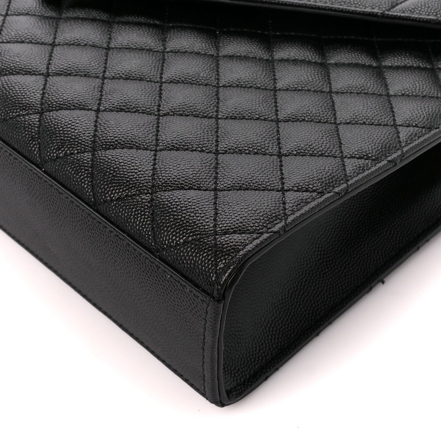 Grain De Poudre Textured Mixed Matelasse Large Triquilt Monogram Satchel Black