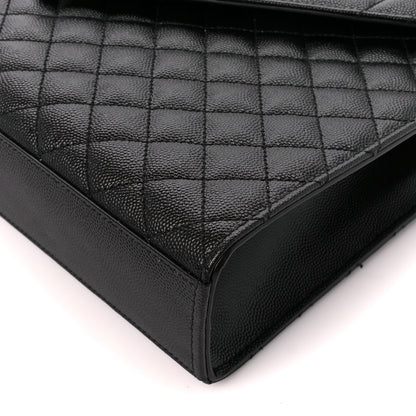 Saint Laurent Grain De Poudre Textured Mixed Matelasse Large Triquilt Monogram Satchel Black 11 of 12