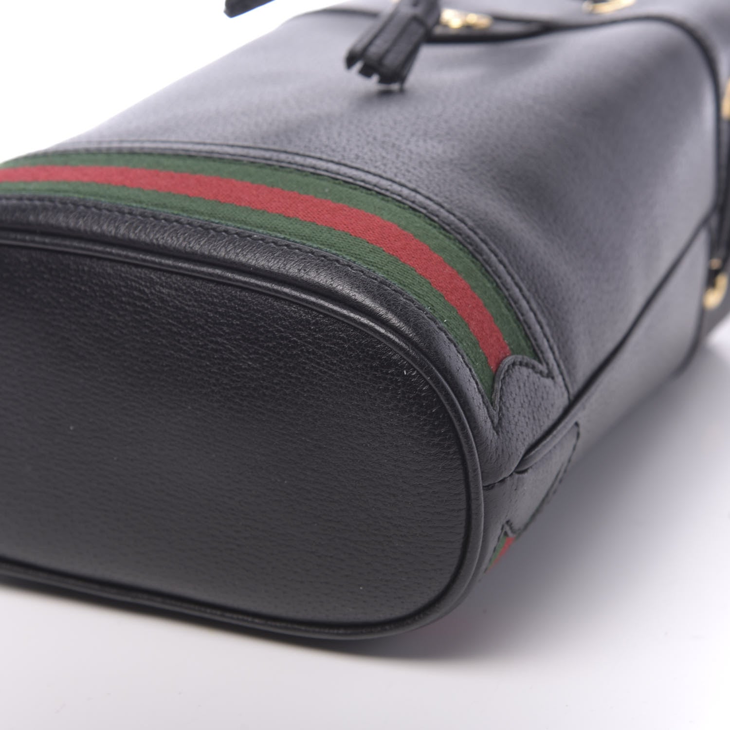 Gucci Glazed Textured Calfskin Web Small Ophidia Bucket Bag Black 10 of 10