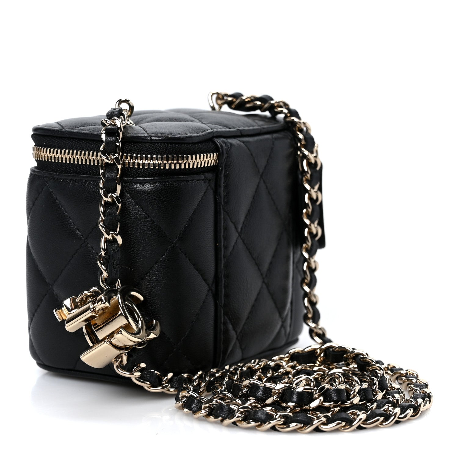 Chanel Lambskin Quilted Mini CC Crush Vanity Case With Chain Black 2 of 11