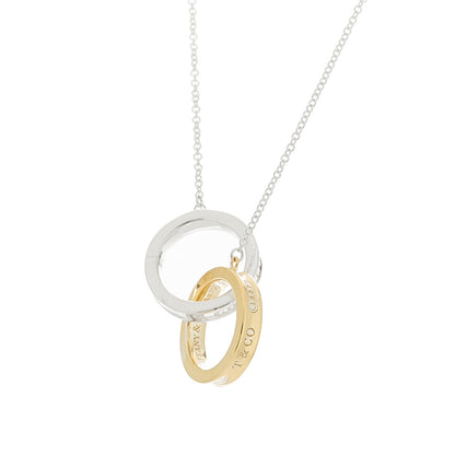 Tiffany Sterling Silver 18K Yellow Gold 1837 Interlocking Circles Pendant Necklace 6 of 8