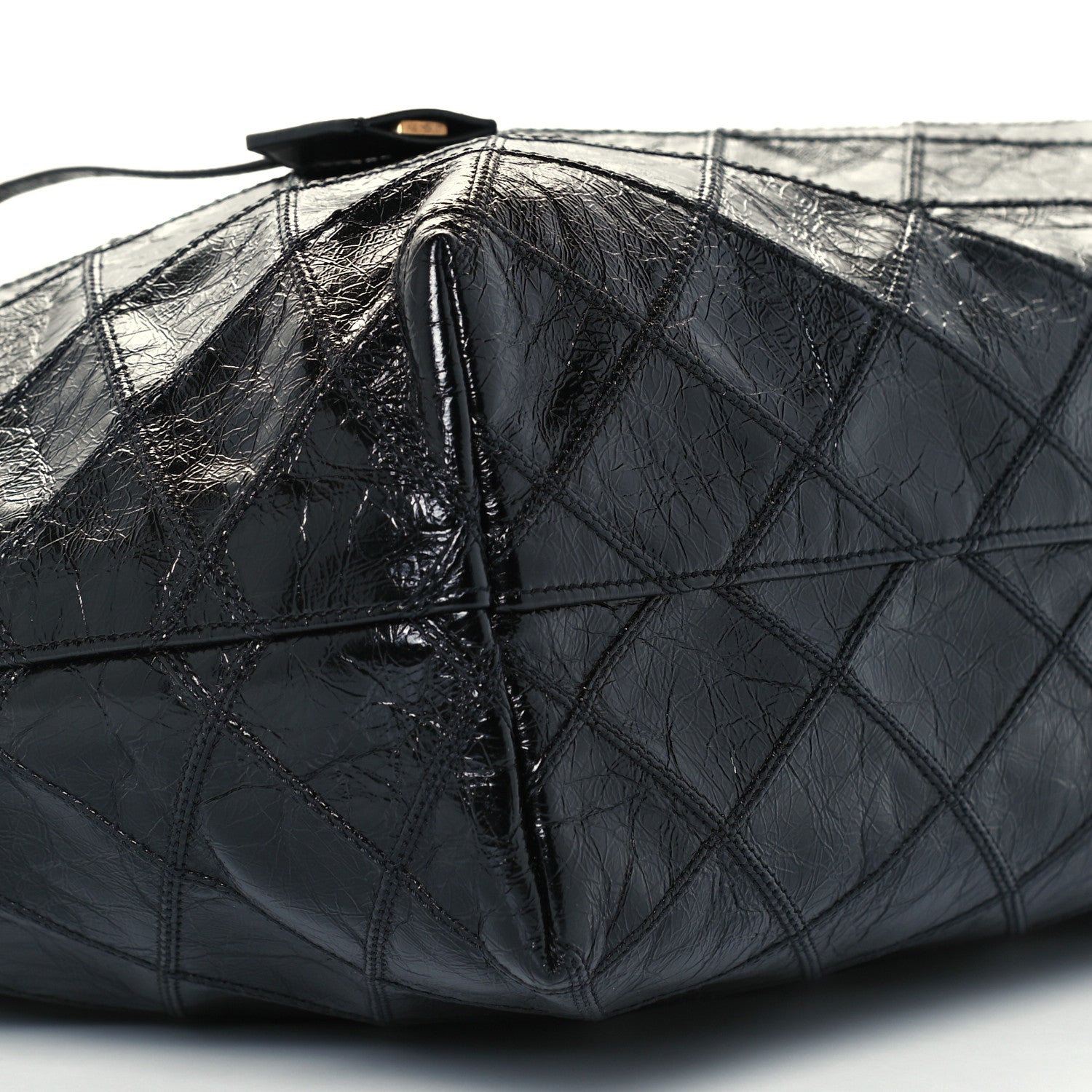 Saint Laurent Crinkled Calfskin Quilted East West Shopping Tote Black 5 of 11
