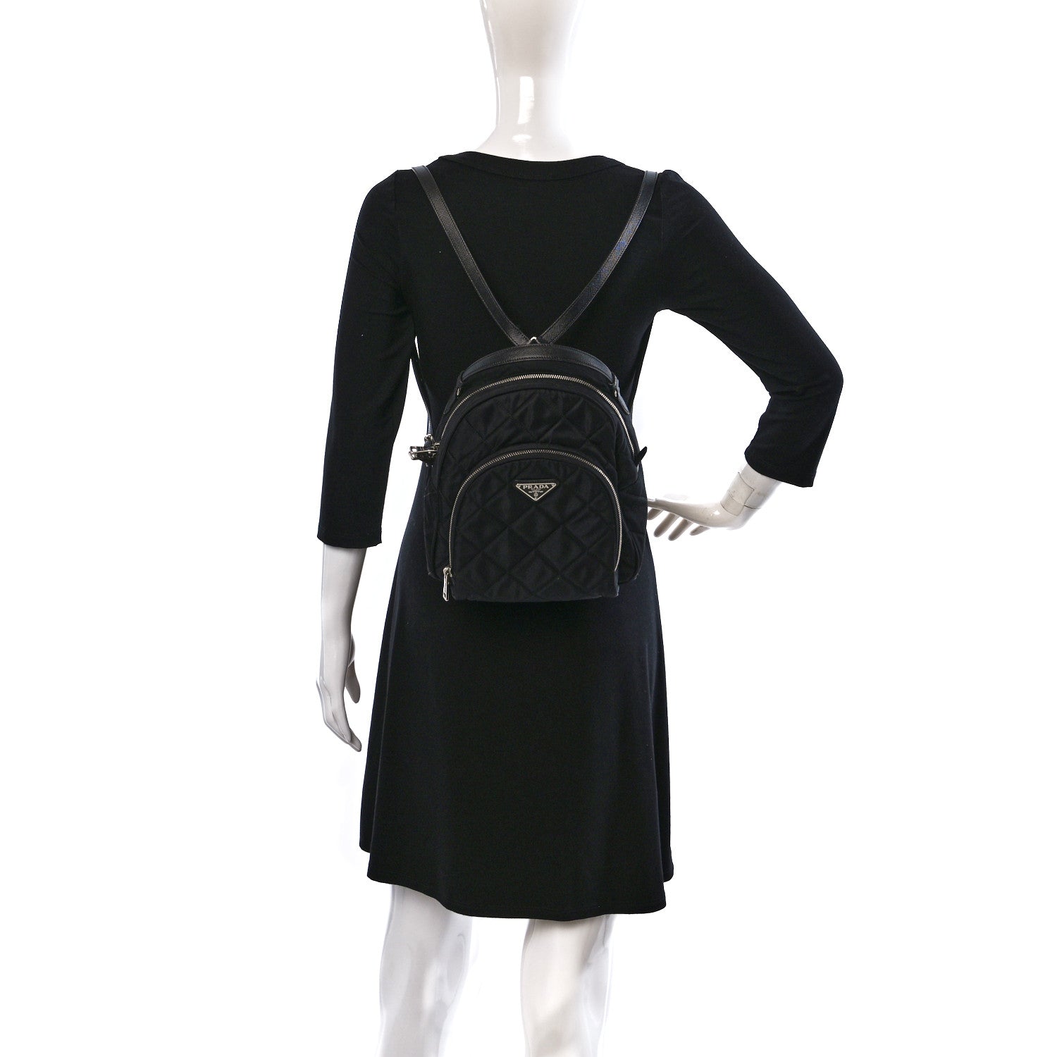 Prada Nylon Tessuto Impuntu Quilted Backpack Black 2 of 10