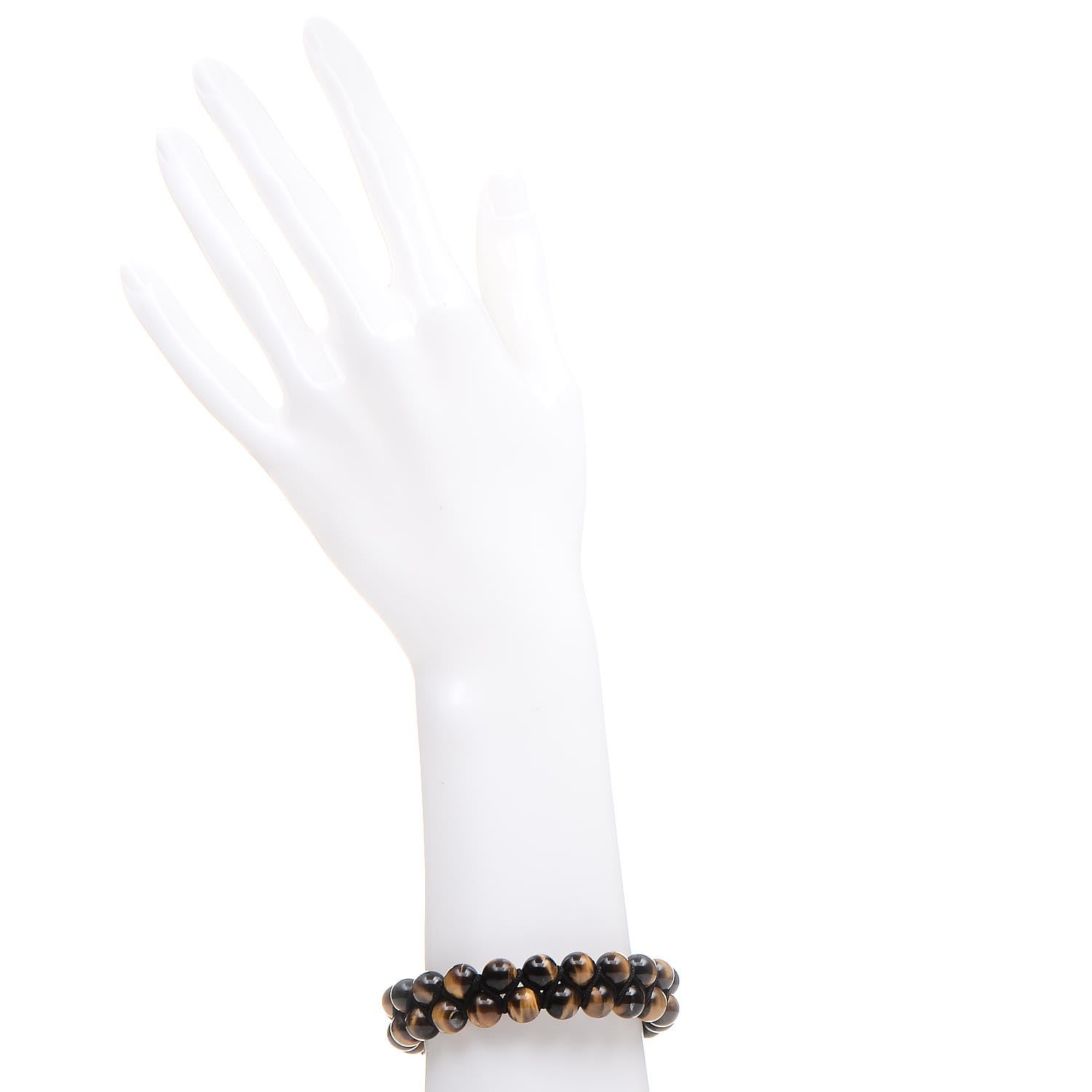 David Yurman Sterling Silver Tiger's Eye Two Row 8mm Spiritual Beads Bracelet 2 of 6