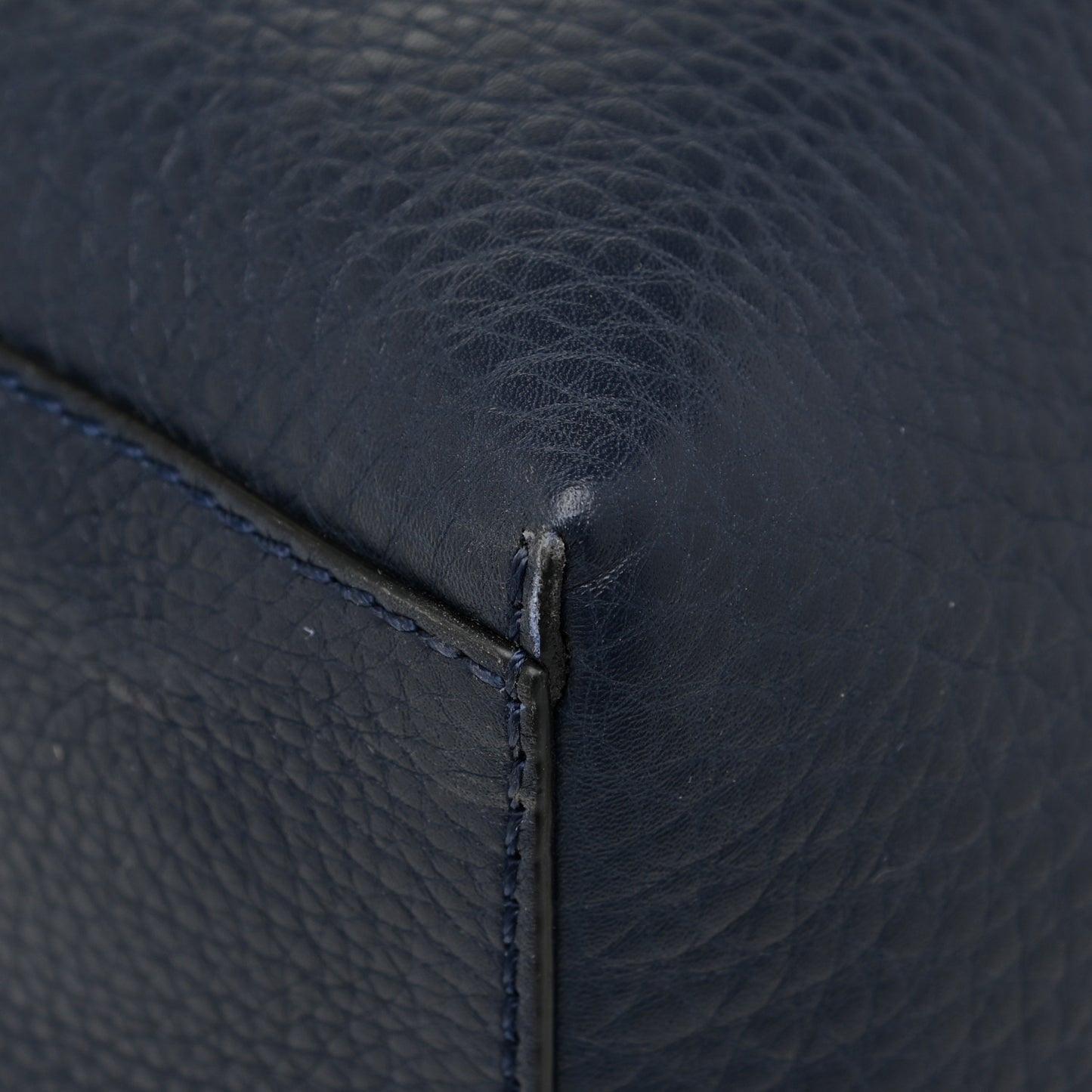 Grained Calfskin Rockstud Shoulder Tote Marine