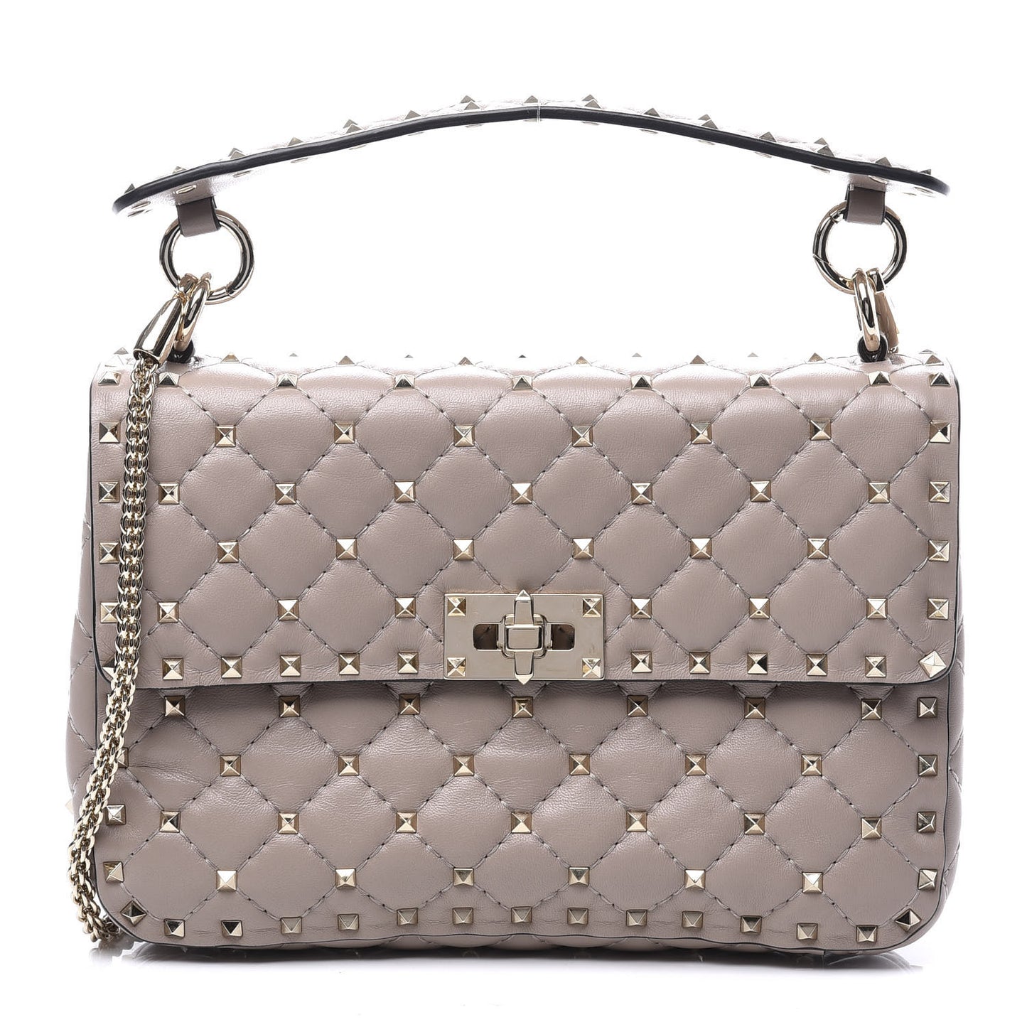 Lambskin Medium Rockstud Spike Shoulder Bag Poudre