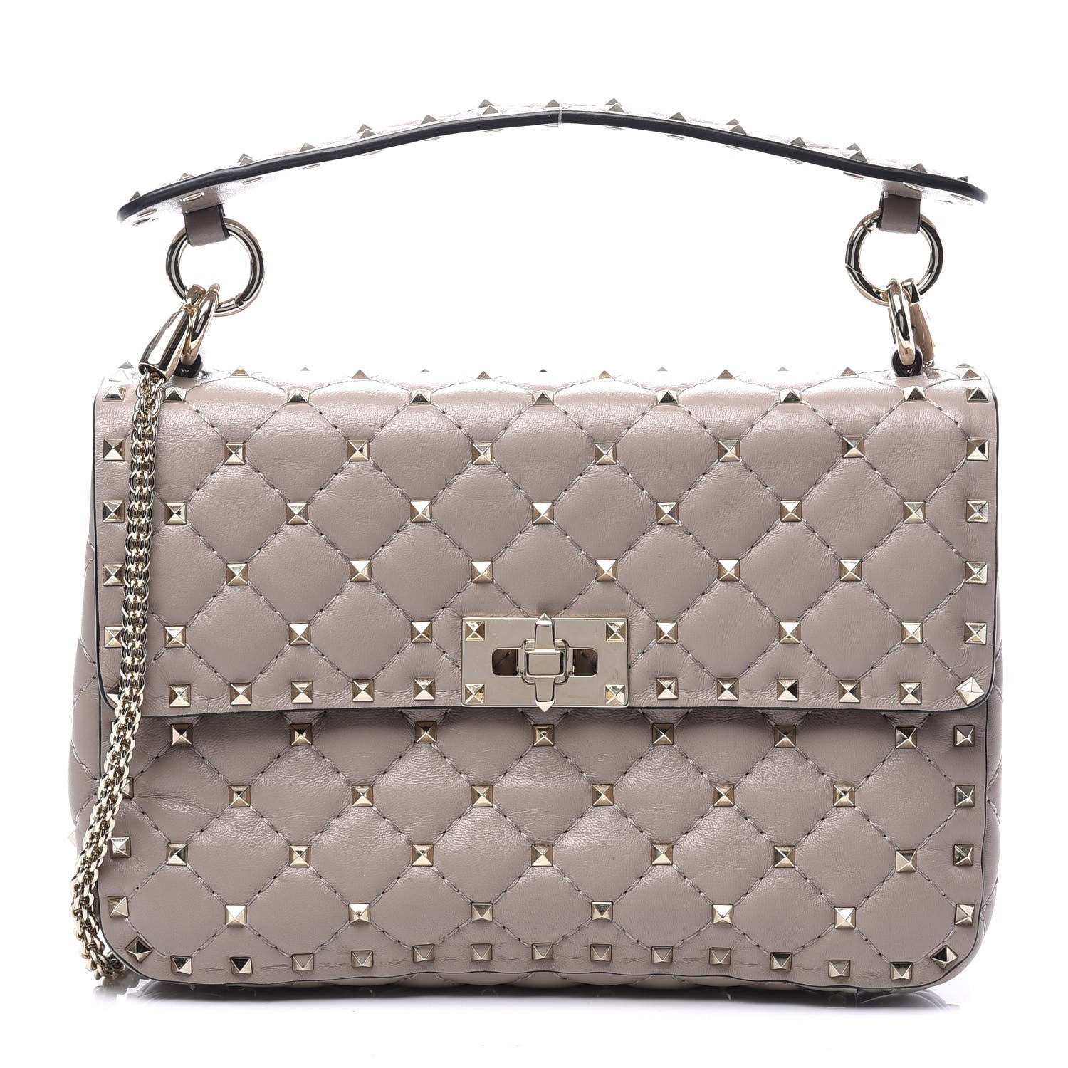 Valentino Garavani Lambskin Medium Rockstud Spike Shoulder Bag Poudre 1 of 8