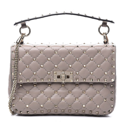 Valentino Garavani Lambskin Medium Rockstud Spike Shoulder Bag Poudre 1 of 8