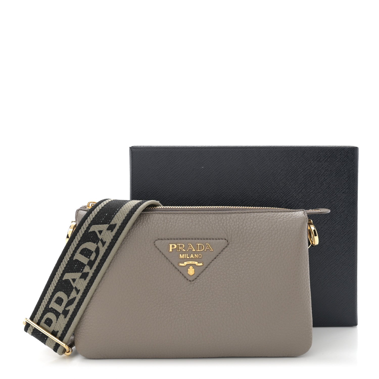 Prada Vitello Daino Soft Mini Zippered Shoulder Bag Argilla 11 of 11