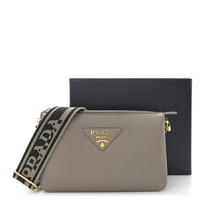 Prada Vitello Daino Soft Mini Zippered Shoulder Bag Argilla 11 of 11
