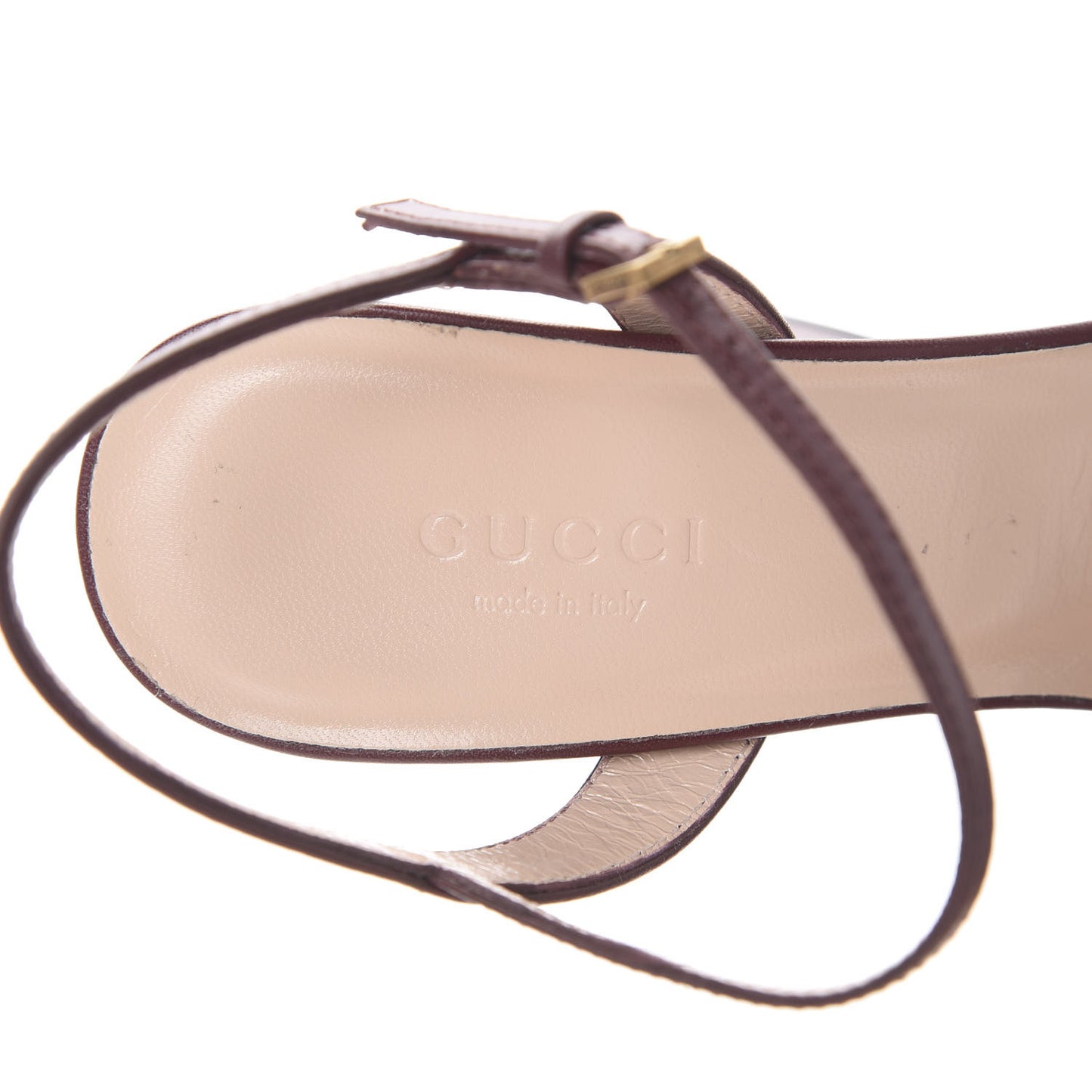 Lifford Calfskin GG Marmont Ankle Wrap 105mm Sandals 36.5 Vintage Bordeaux