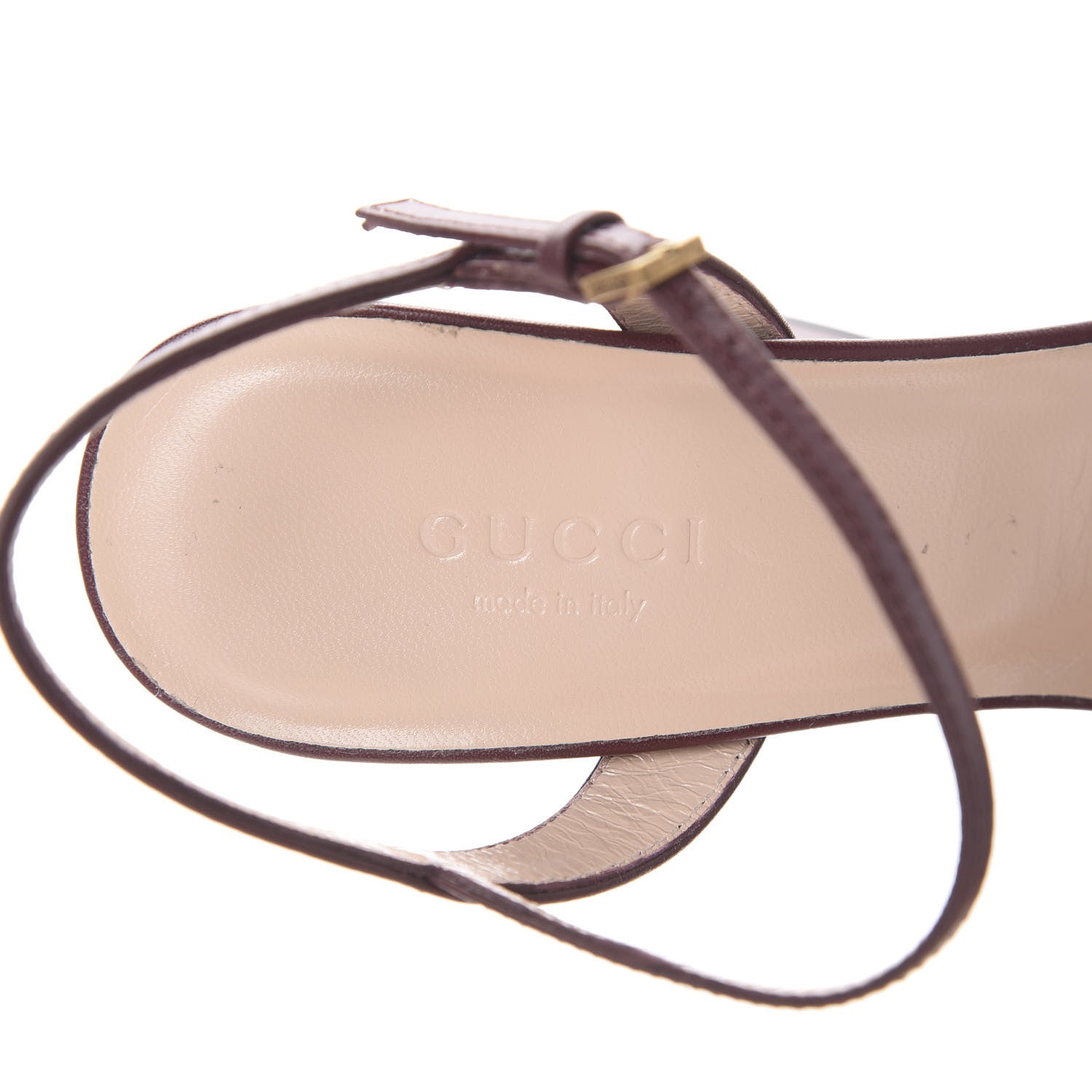 Gucci Lifford Calfskin GG Marmont Ankle Wrap 105mm Sandals 36.5 Vintage Bordeaux 6 of 8
