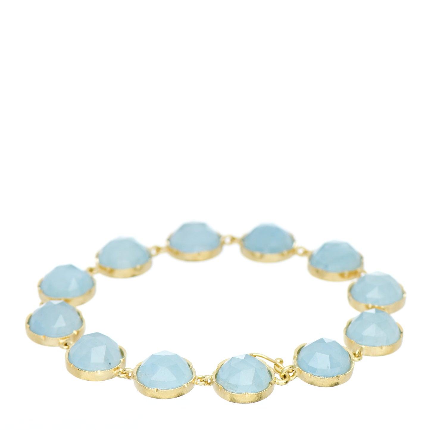 18K Yellow Gold Aquamarine Link Bracelet