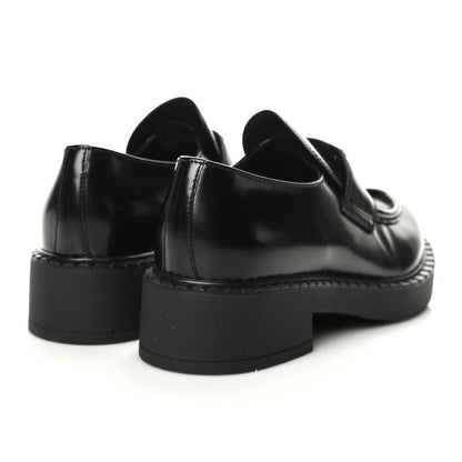 Prada Spazzolato Metal Triangle Logo 50mm Loafers 39.5 Black 4 of 8
