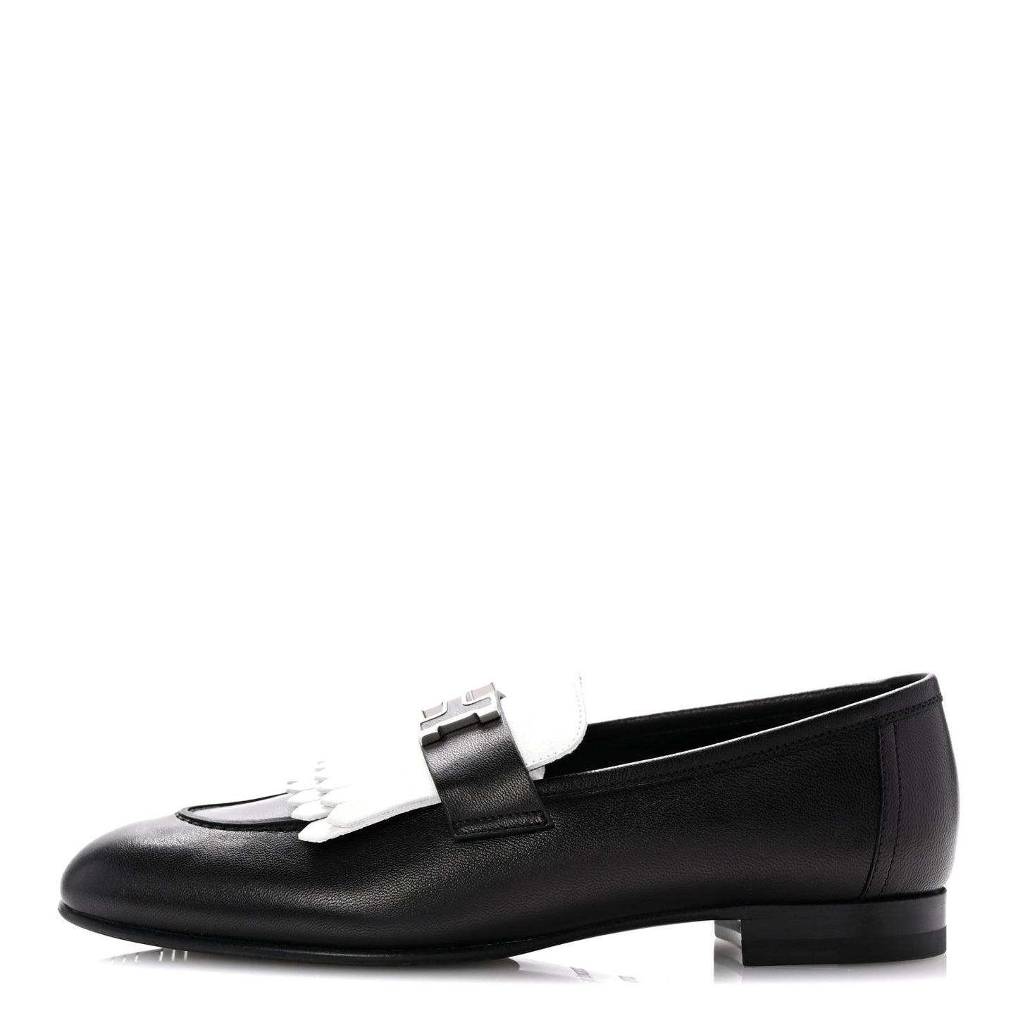 Goatskin Womens Royal Loafers 37.5 Black White