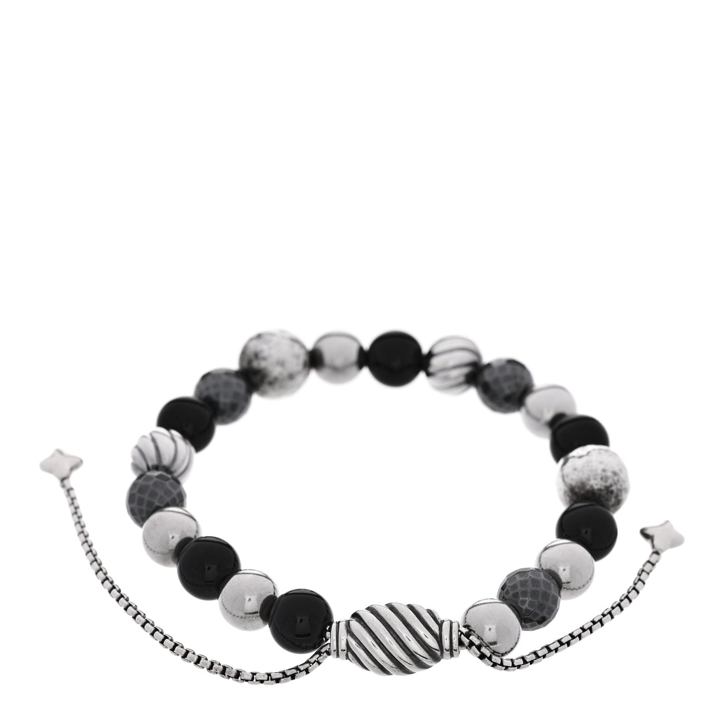 Sterling Silver Black Onyx Hematine 8mm Elements Bead Bracelet