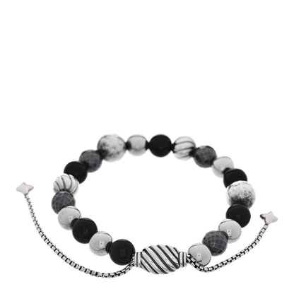 David Yurman Sterling Silver Black Onyx Hematine 8mm Elements Bead Bracelet 2 of 3