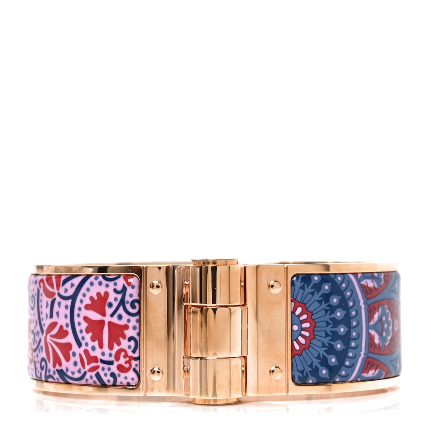 Enamel Printed Wide Cachemire Fleuri Hinged Bracelet L Surnaturel