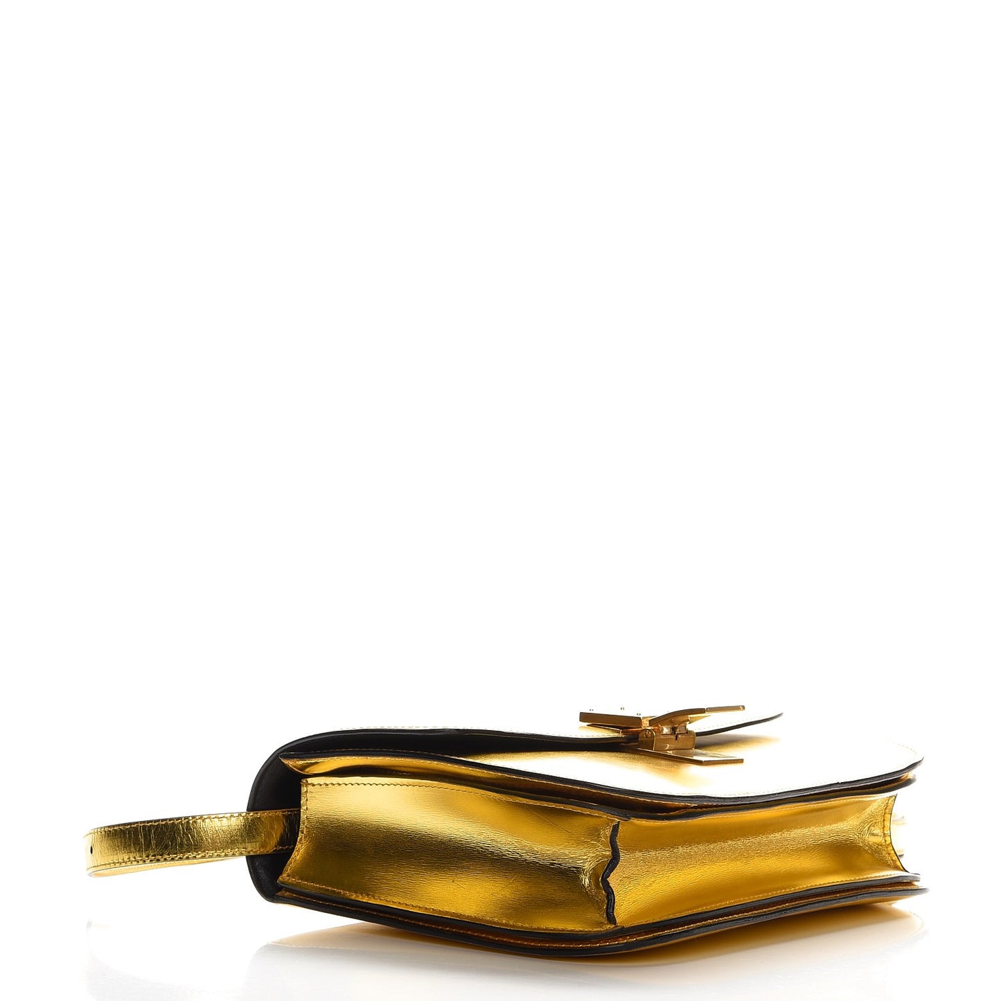 Metallic Box Calfskin Medium Classic Box Flap Bag Gold