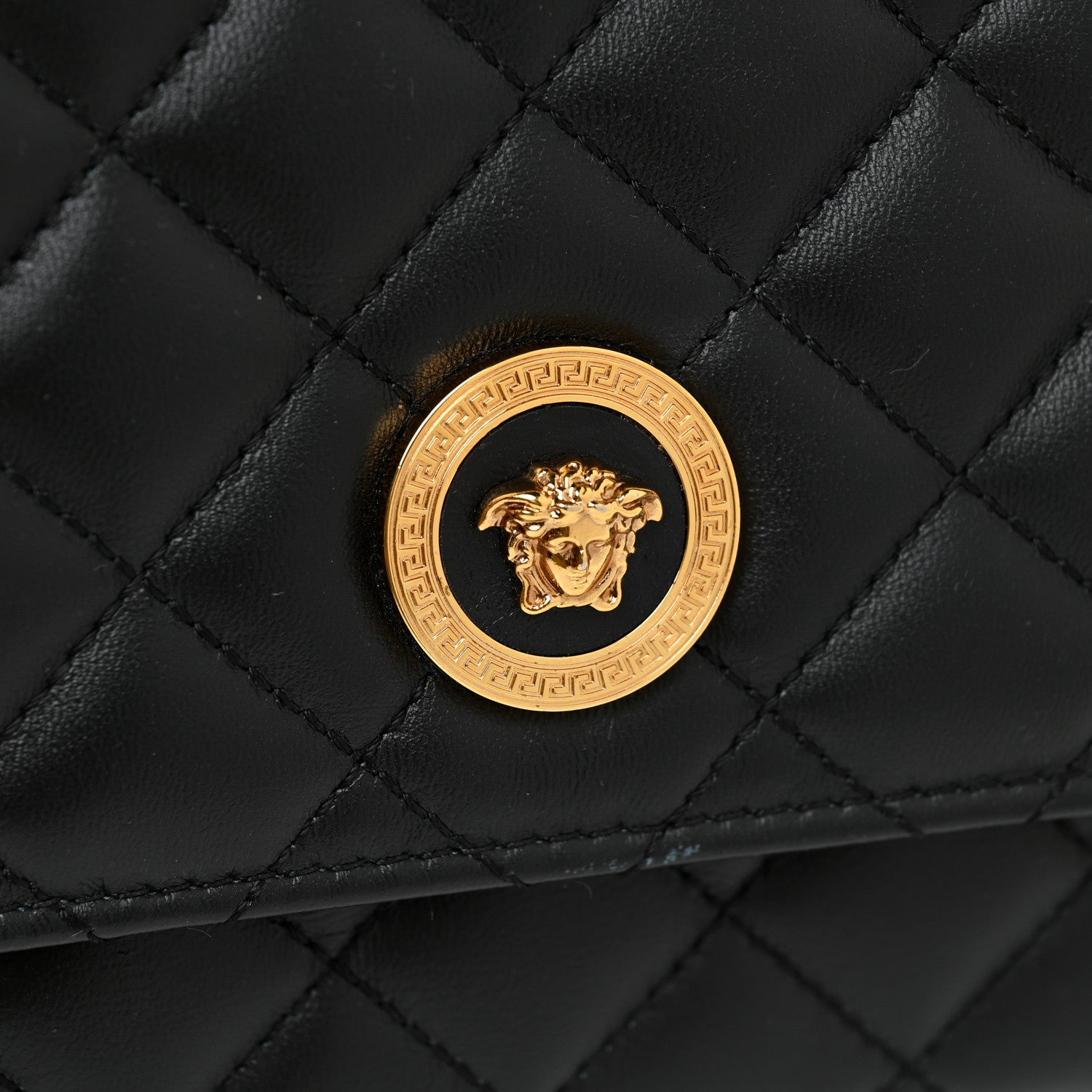 Versace Lambskin Quilted Medusa Wallet On Chain Crossbody Black 22 of 23