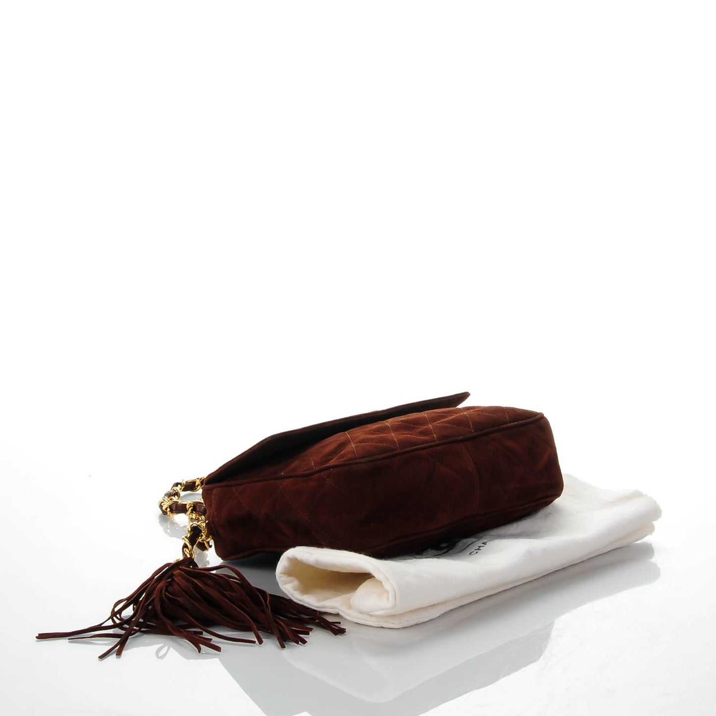 Suede Quilted CC Tassel Camera Case Brown
