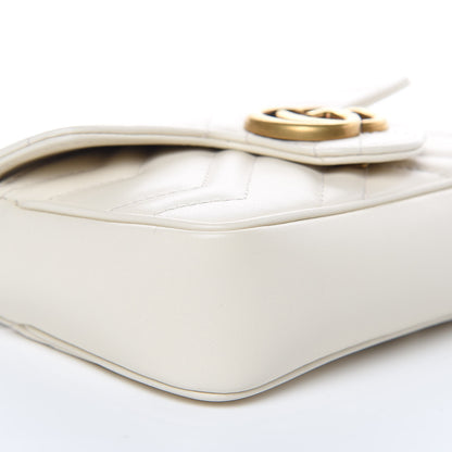 Gucci Calfskin Matelasse Super Mini GG Marmont Shoulder Bag White 8 of 10