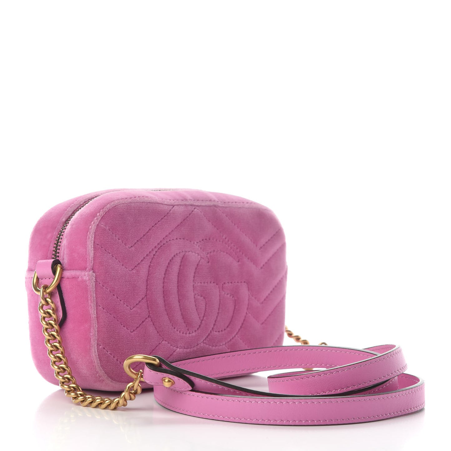 Velvet Matelasse Marquise Crystals Mini GG Marmont Chain Shoulder Bag Malva