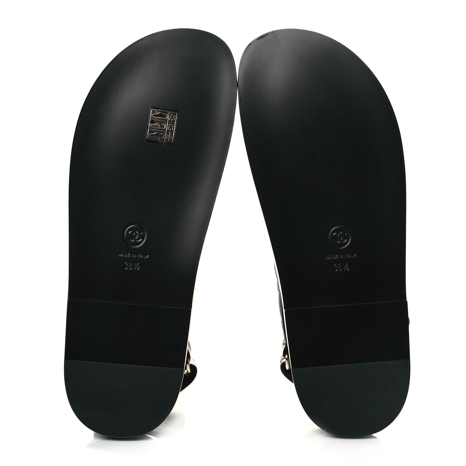Chanel Grained Calfskin Velcro Dad Sandals 38.5 Black 5 of 8