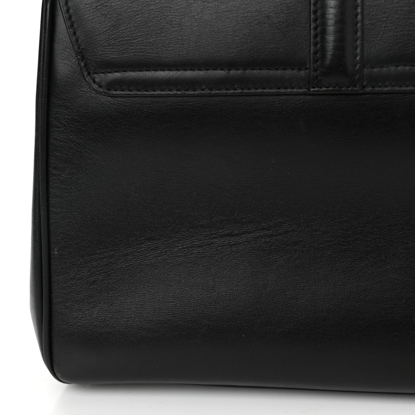 Satinated Calfskin Small 16 Top Handle Bag Black