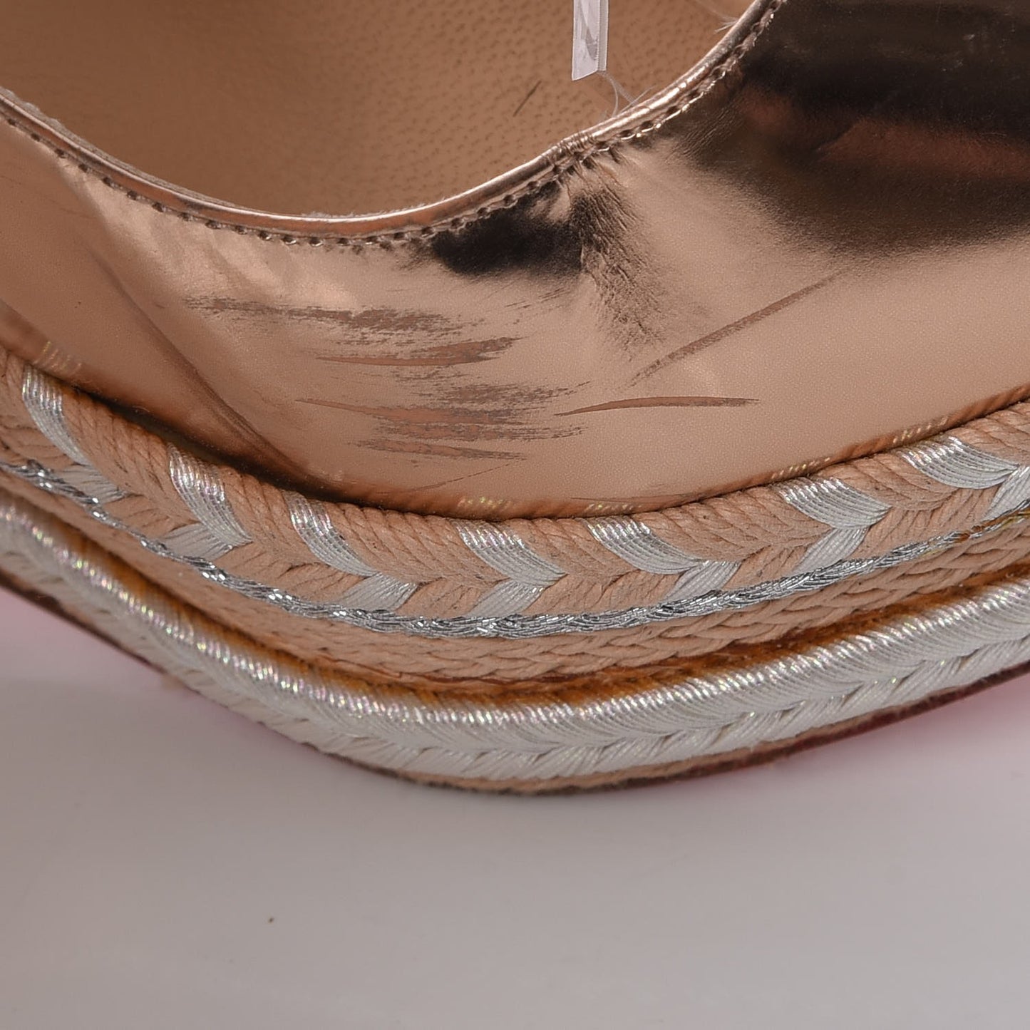 Specchio Calfskin Tresse Santa Maria 140 Wedges 37.5 Nude