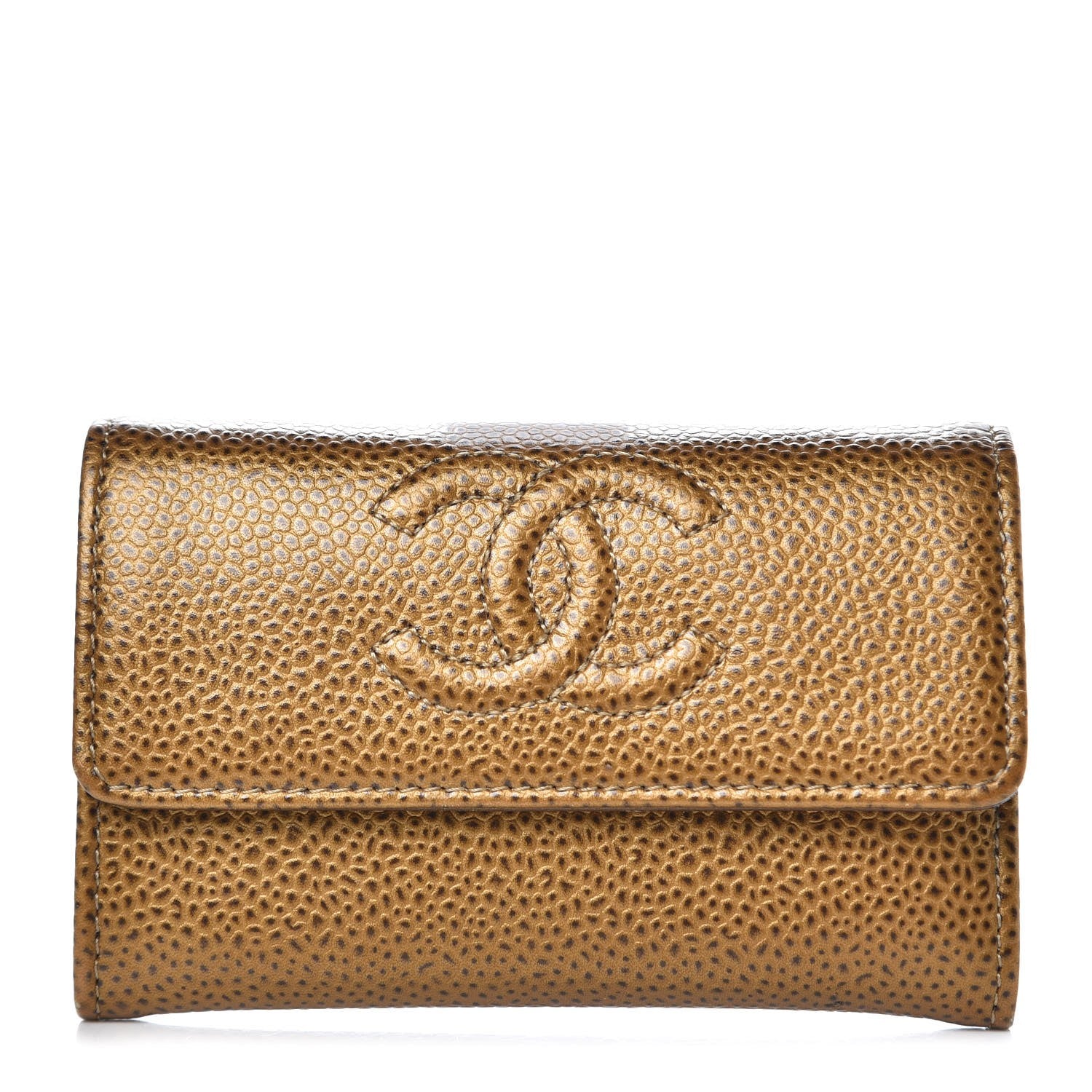 Chanel Metallic Caviar CC Timeless Card Holder Dark Gold 1 of 9
