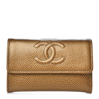Chanel Metallic Caviar CC Timeless Card Holder Dark Gold 1 of 9