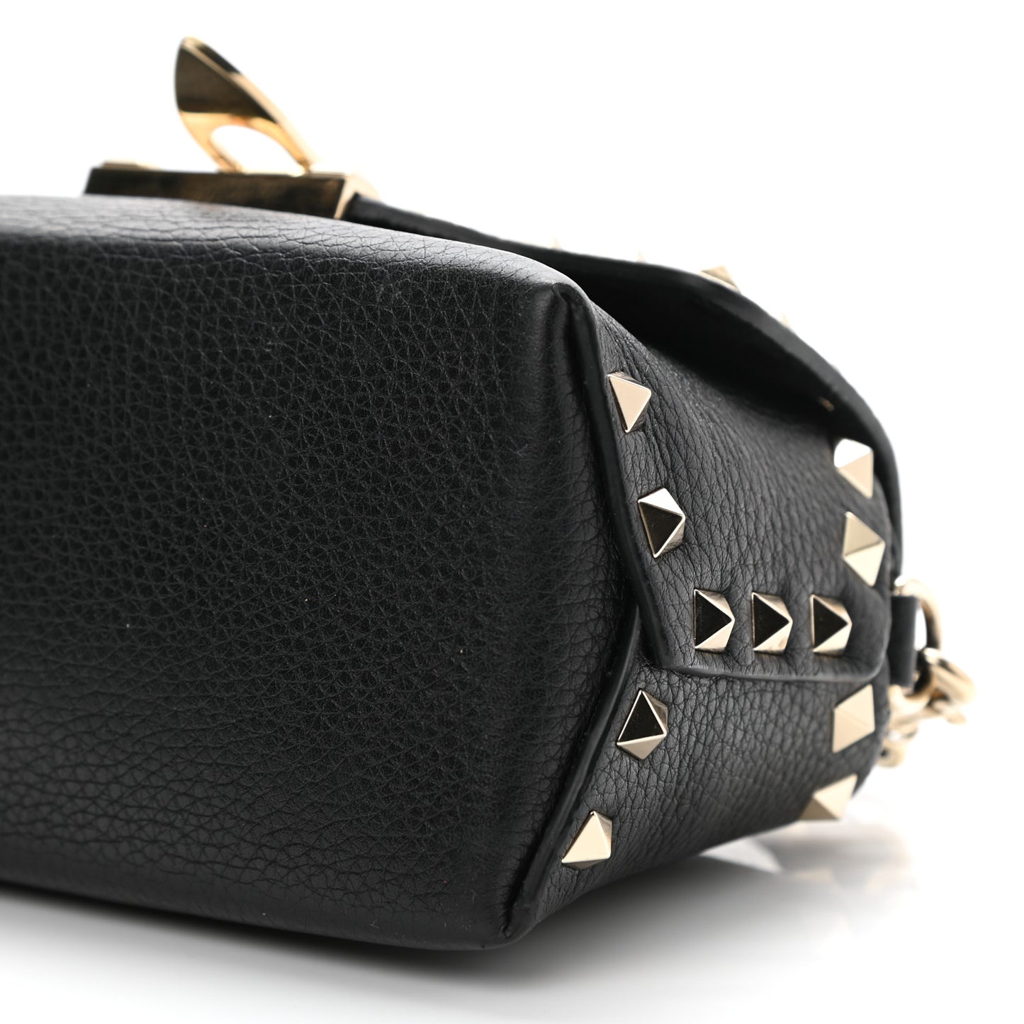Pebbled Calfskin Mini Rockstud Crossbody Bag Black
