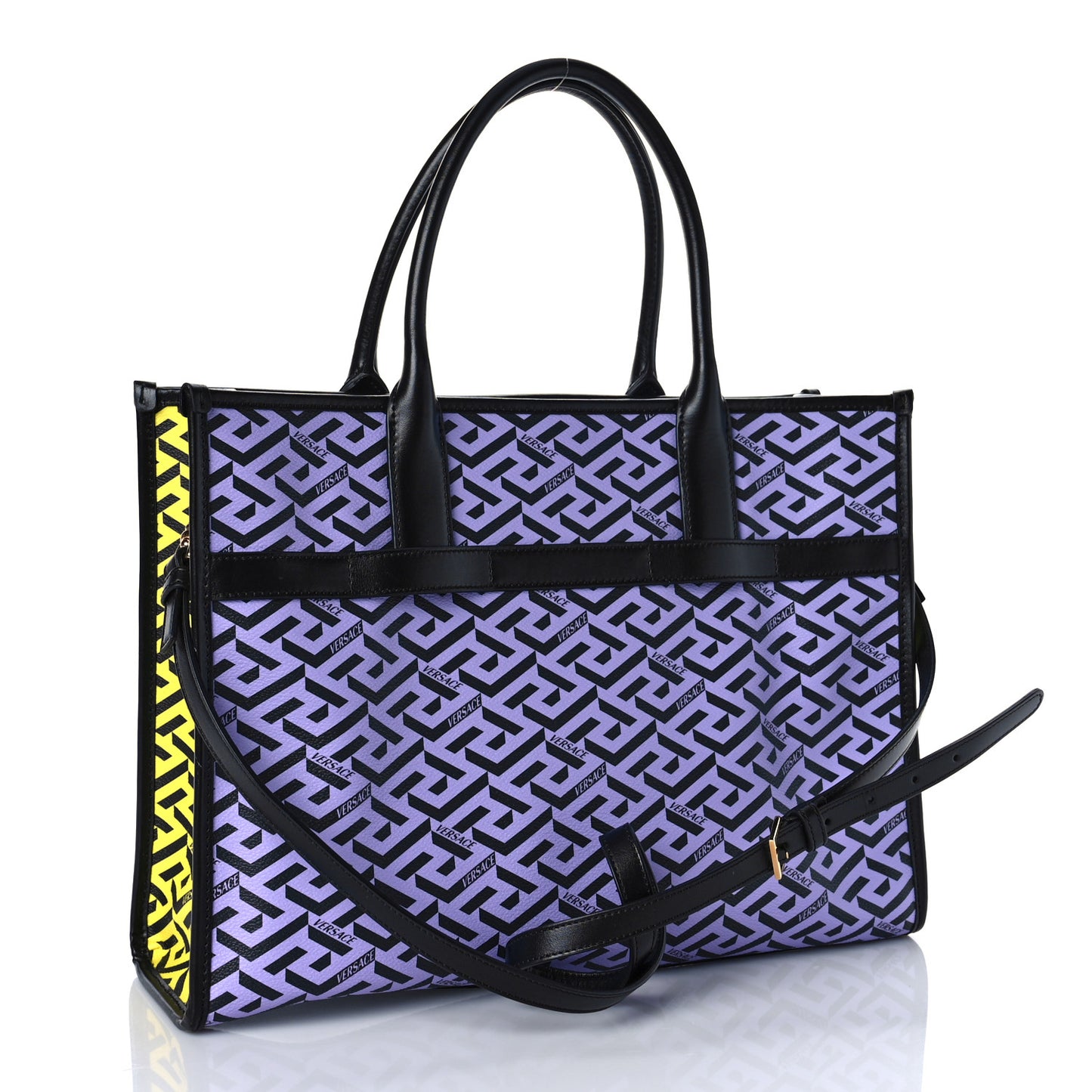 Coated Canvas Calfskin La Greca Signature Tote Bag Multicolor