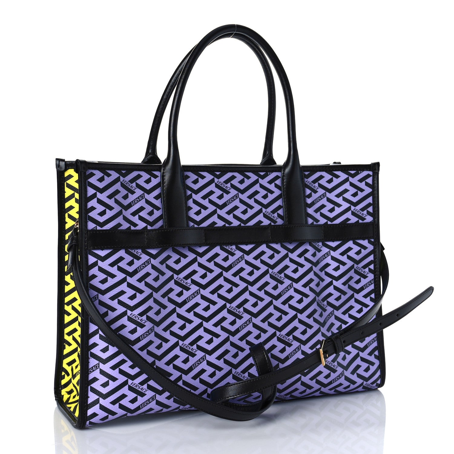 Versace Coated Canvas Calfskin La Greca Signature Tote Bag Multicolor 2 of 11