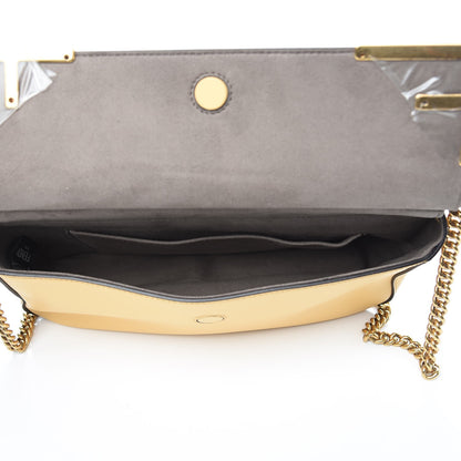Fendi Vitello Grace Glazed Fabric FF 1974 Double F Shoulder Bag Alchemy Mogano Panna 7 of 10
