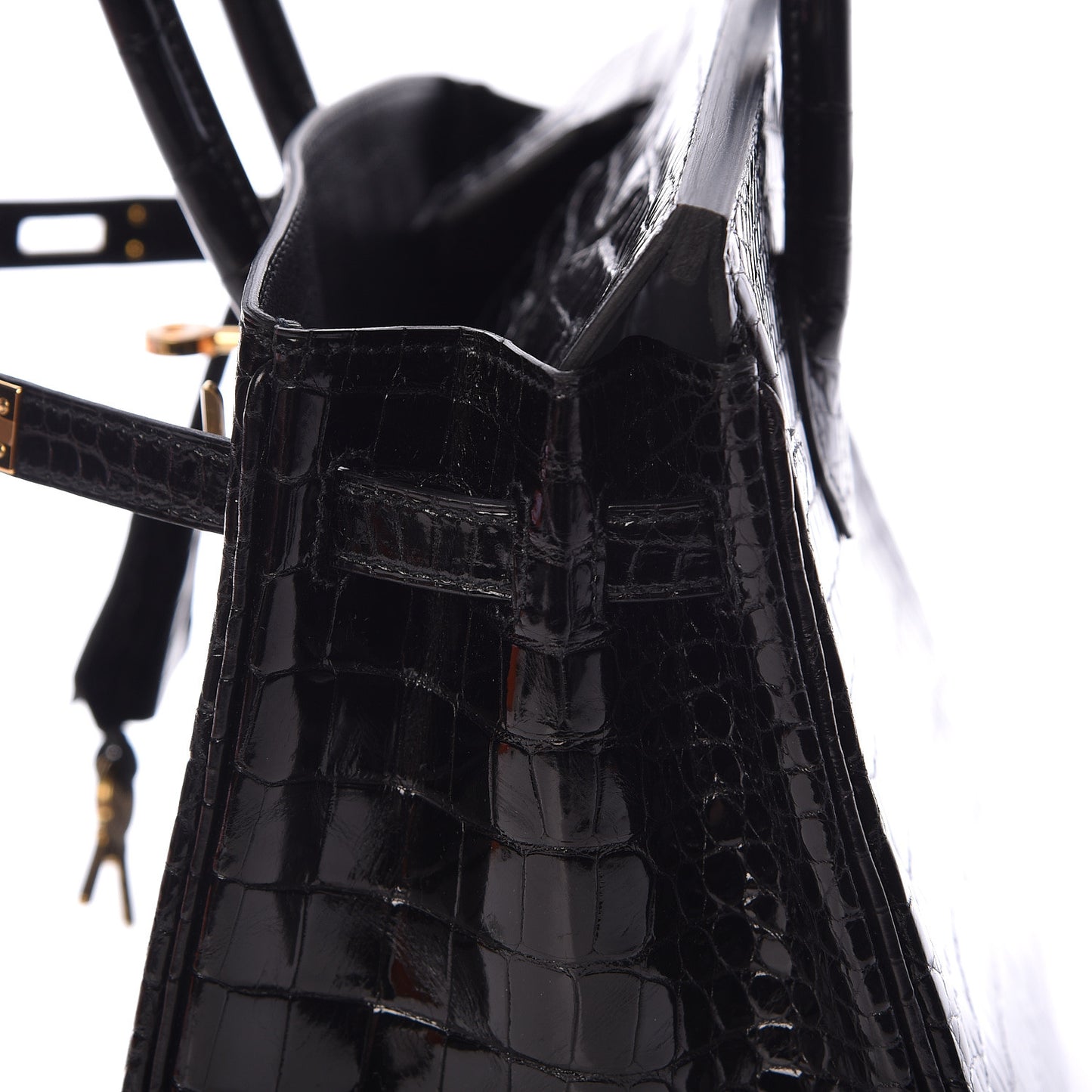Shiny Porosus Crocodile Birkin 25 Black