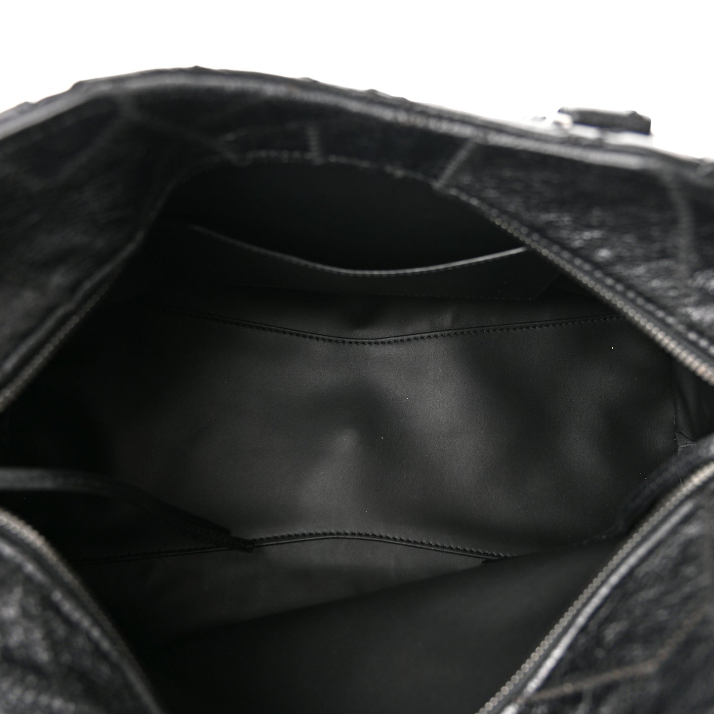 Calfskin Patchwork Stitched Neo Classic Silver Hardware City Black