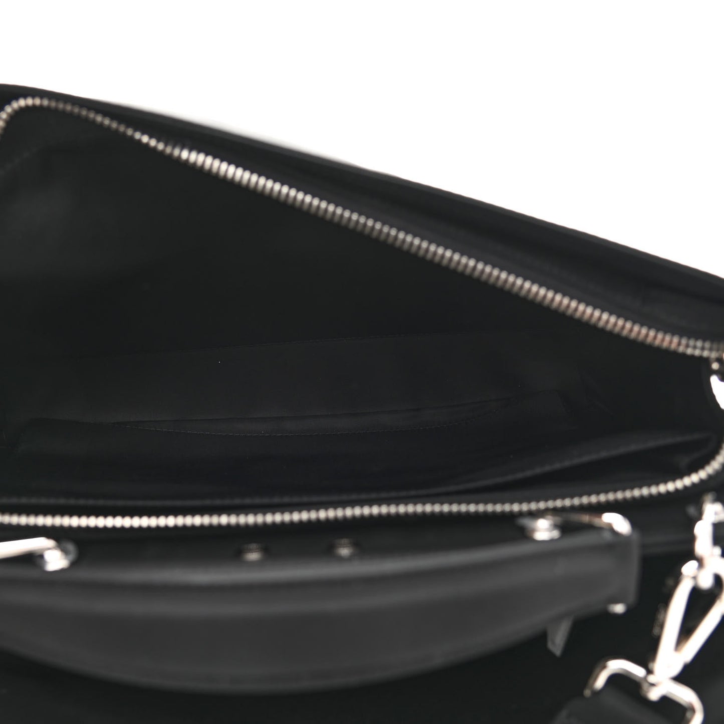 Nylon Vitello Cover Logo Embossed Medium Peekaboo I SEE U Satchel Black White