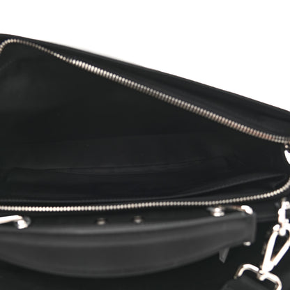 Fendi Nylon Vitello Cover Logo Embossed Medium Peekaboo I SEE U Satchel Black White 6 of 12