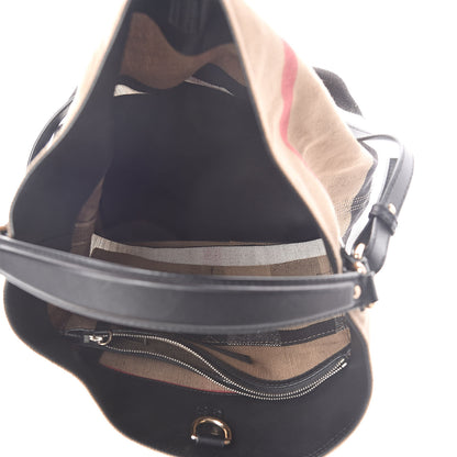 Burberry Canvas Mega Check Medium Ashby Hobo Black 5 of 10