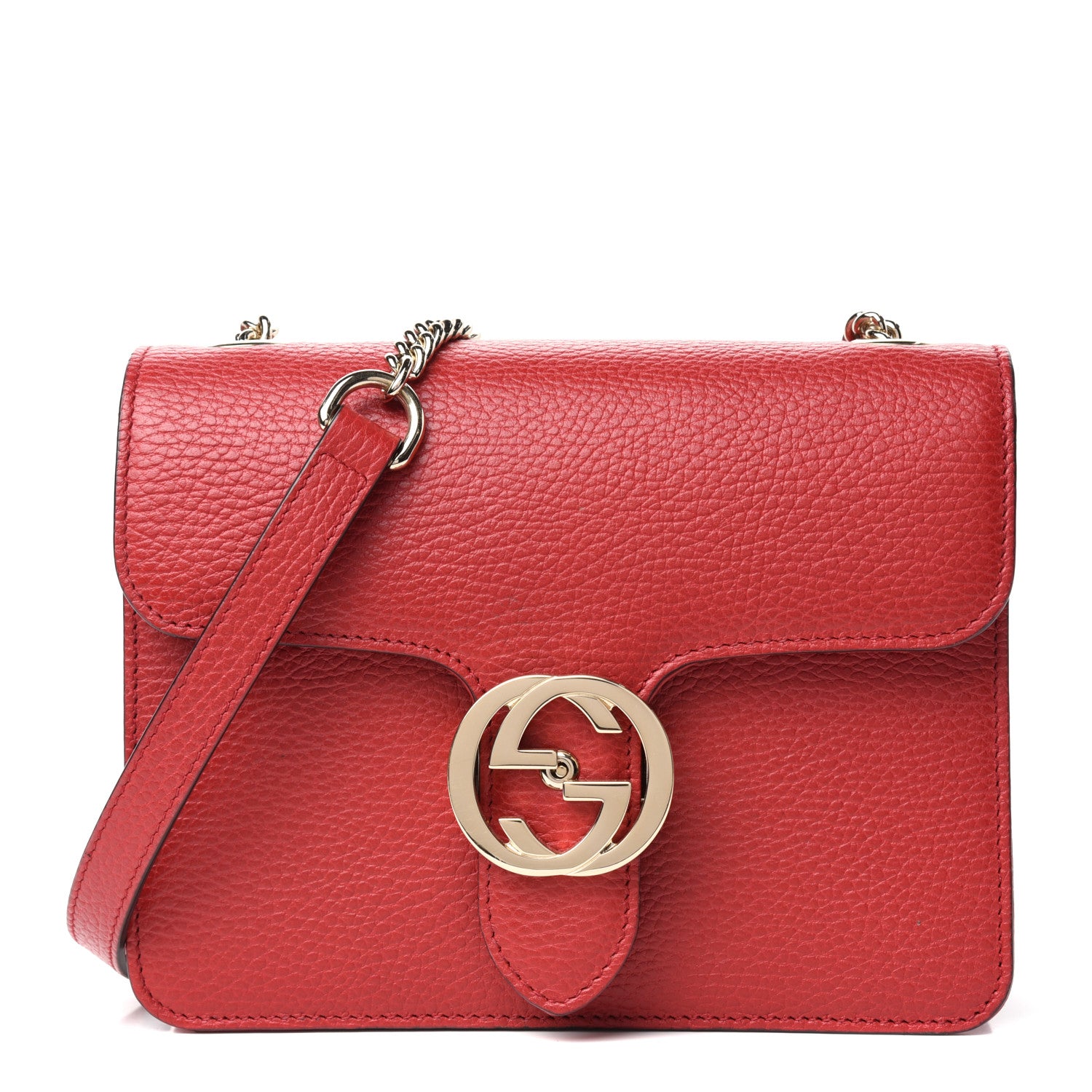 Gucci Dollar Calfskin Small Interlocking G Shoulder Bag Red 1 of 10