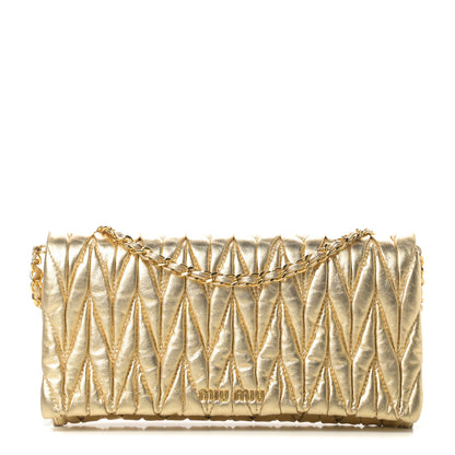 Miu Miu Nappa Matelasse Flap Clutch Gold 1 of 13
