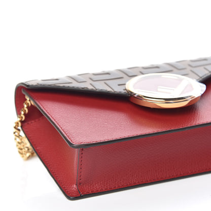 Fendi Vitello Cruise F is Fendi Bi-Color FF 1974 Embossed Envelope Belt Bag Maya Black Fragola 9 of 12