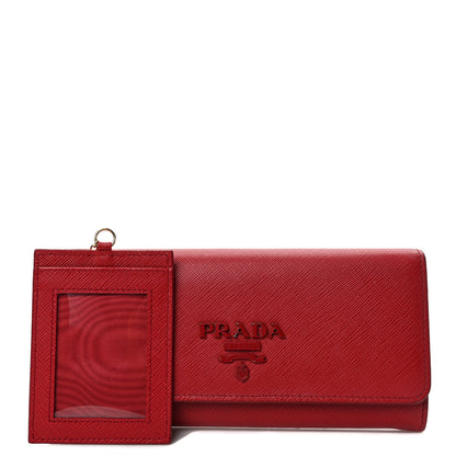Prada Saffiano Monochrome Continental Wallet Fuoco 1 of 11
