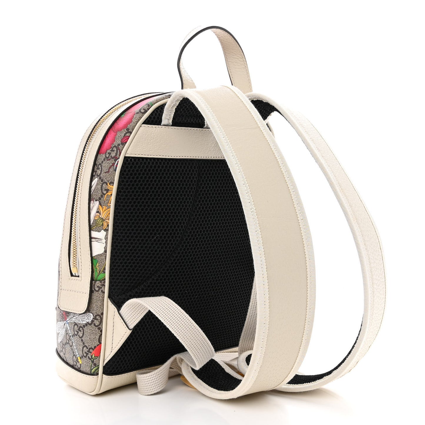 GG Supreme Monogram Flora Web Small Ophidia Day Backpack White