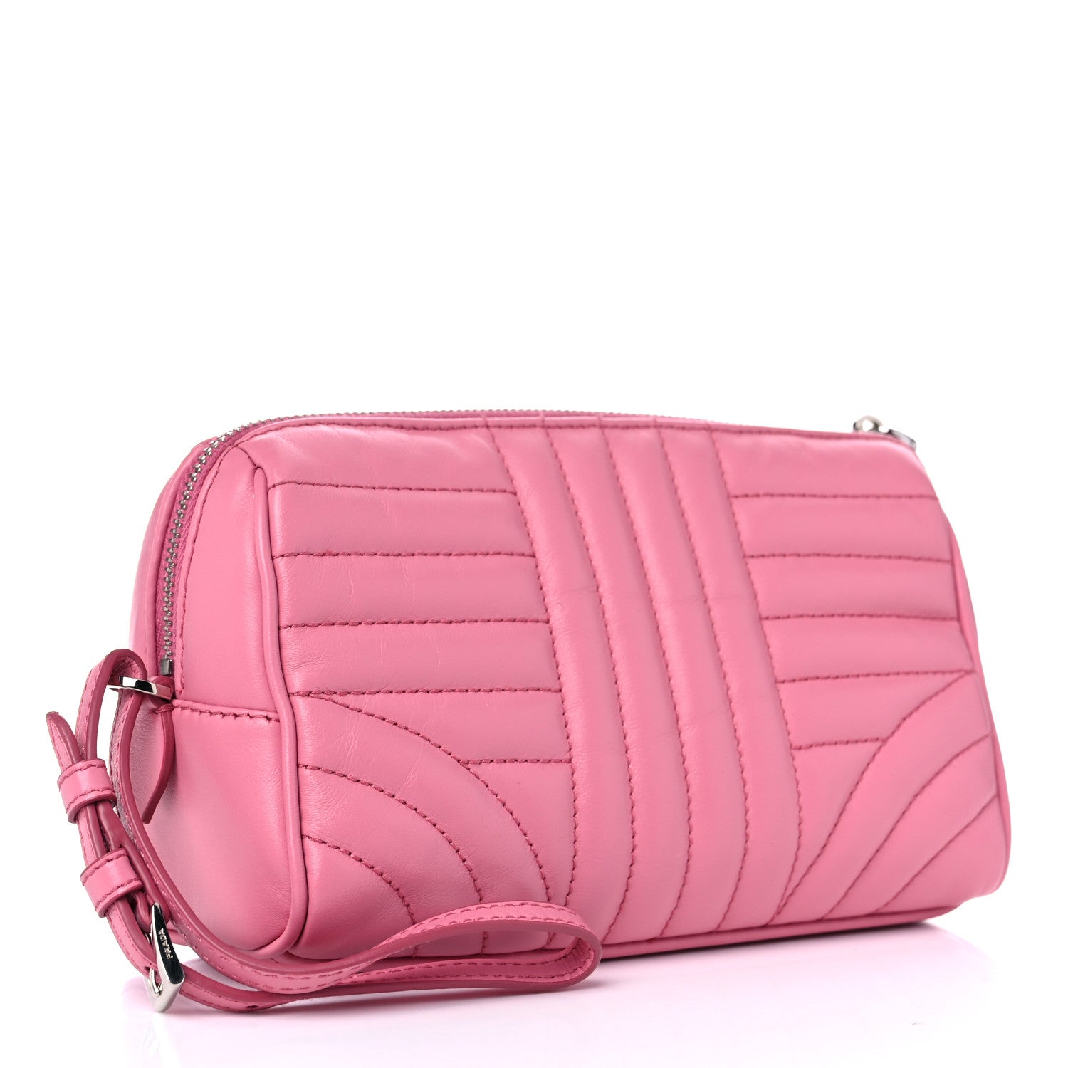 Prada Soft Calfskin Impunture Diagramme Wristlet Pouch Begonia 3 of 11